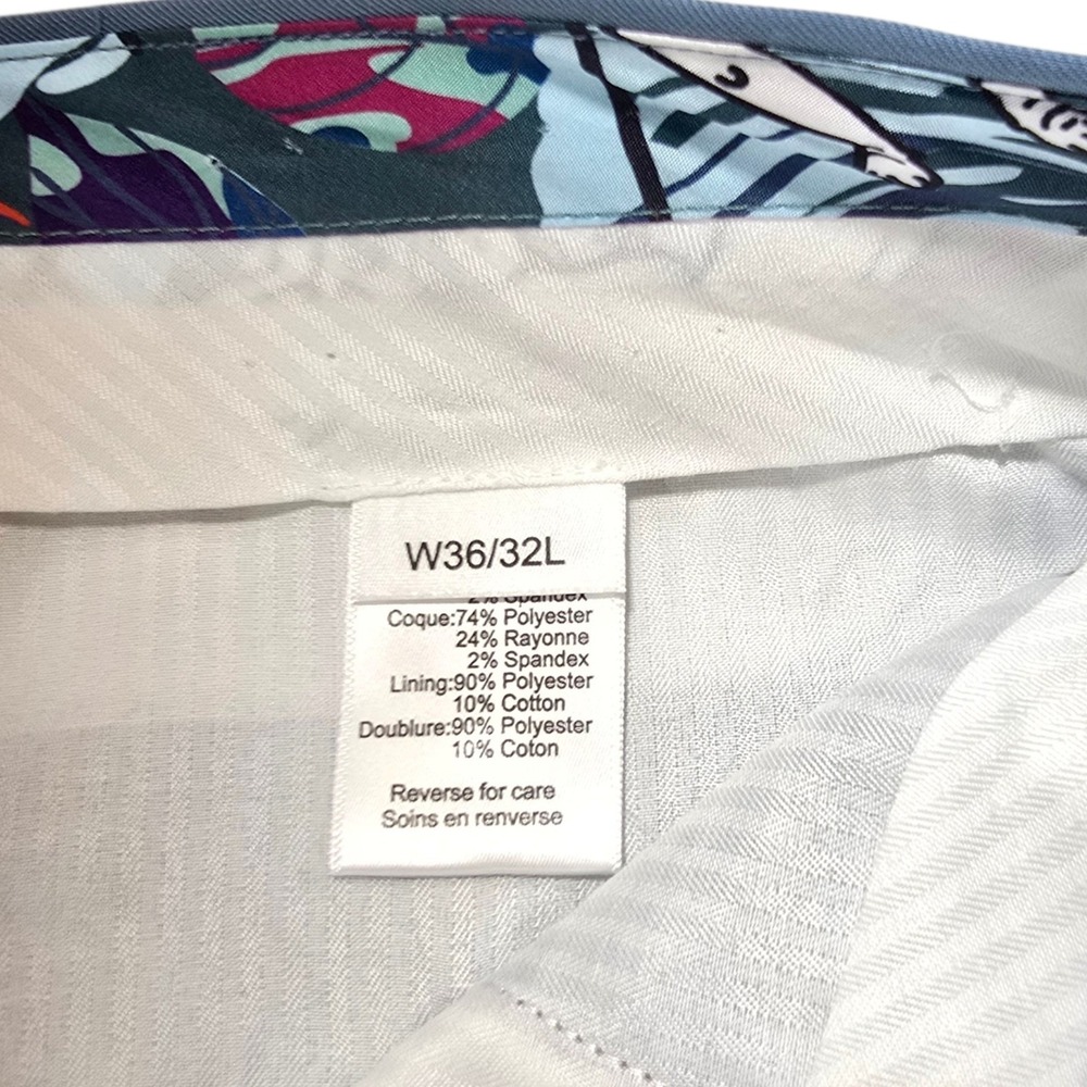 Paisley Gray Dress Pants Mens 36 Blue Grey Rayon Blend Flat Front Classic Career - Picture 11 of 11